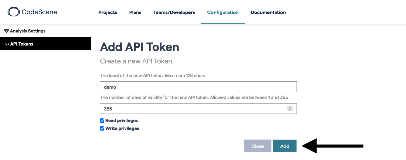 Add Api token