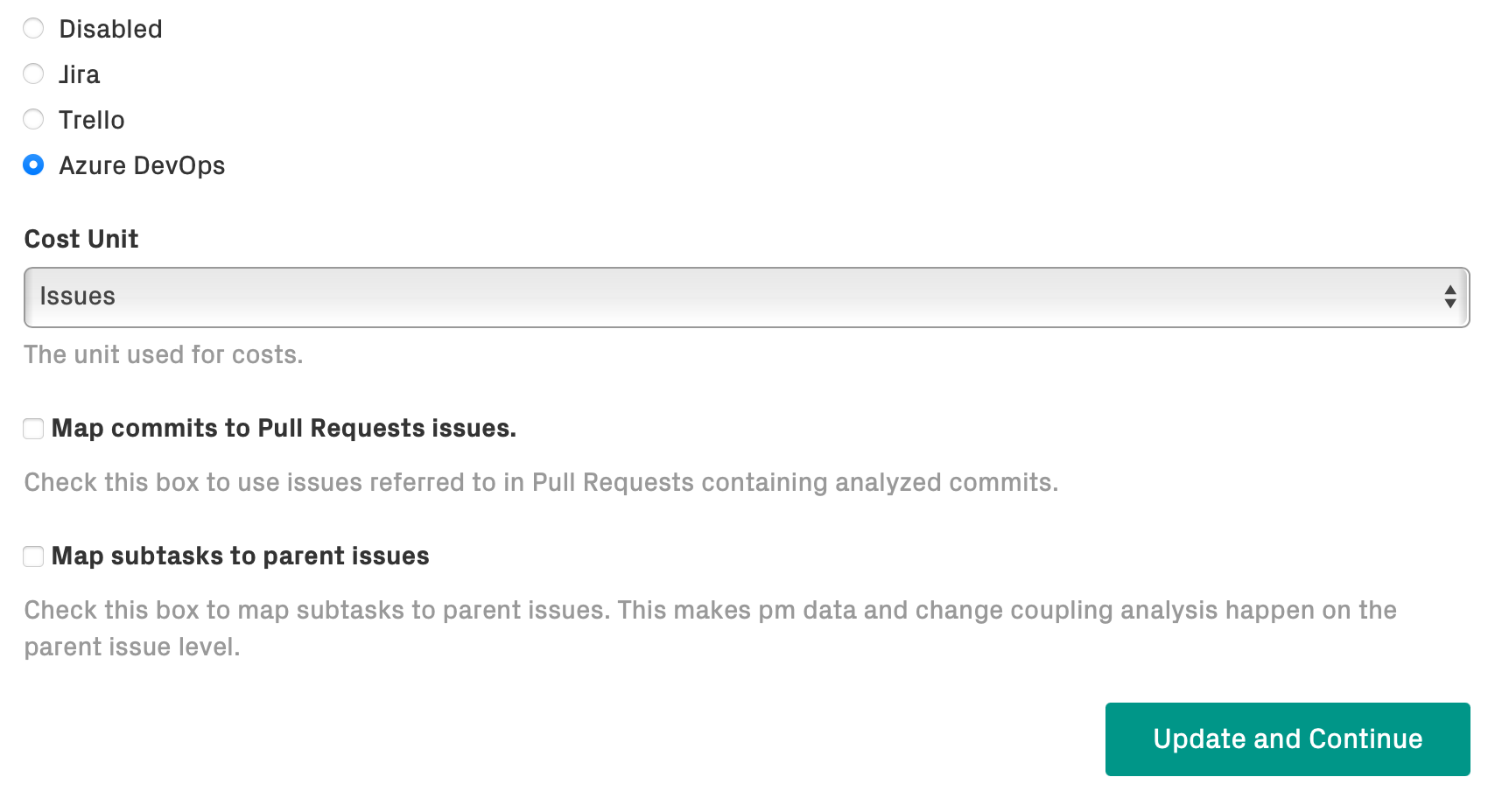 Start by selecting "Azure DevOps"