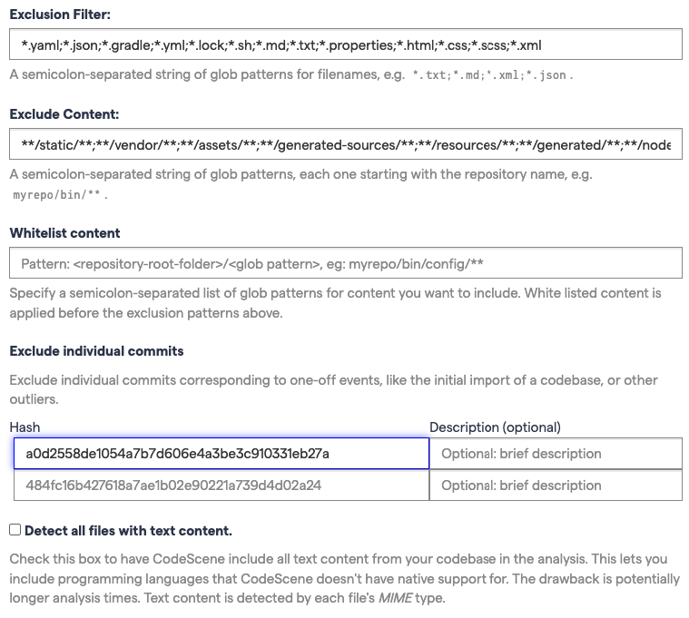 Exclude specific commits