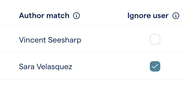 Checking the ignore checkbox to prevent a user from being added to the new team