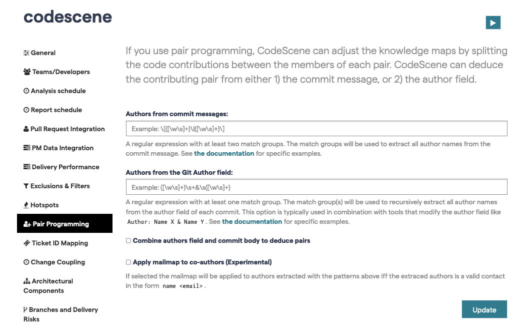 Configure patterns for pair programming